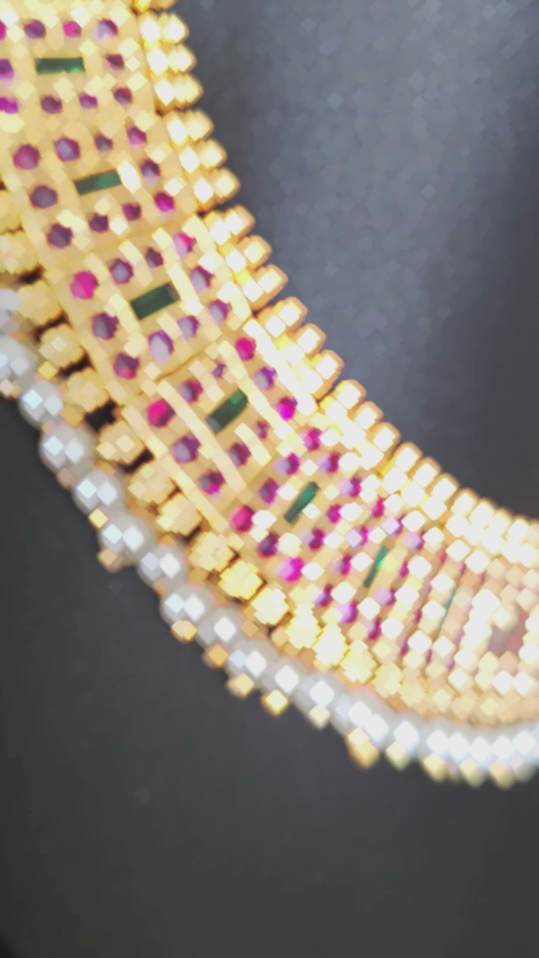 Poothali Bharatanatyam Short Necklace with Pearl Drops - 925 silver gold polish