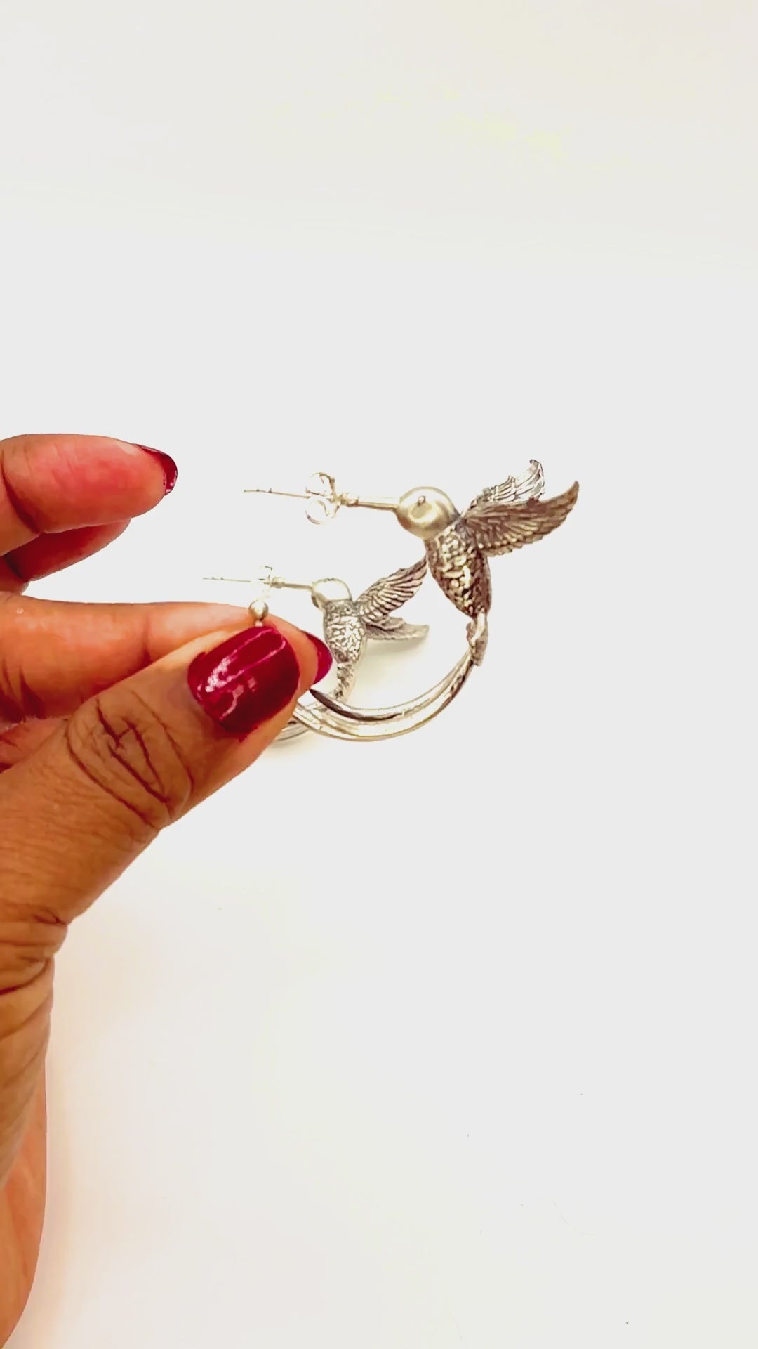 Hummingbird earring - 925 silver oxidized