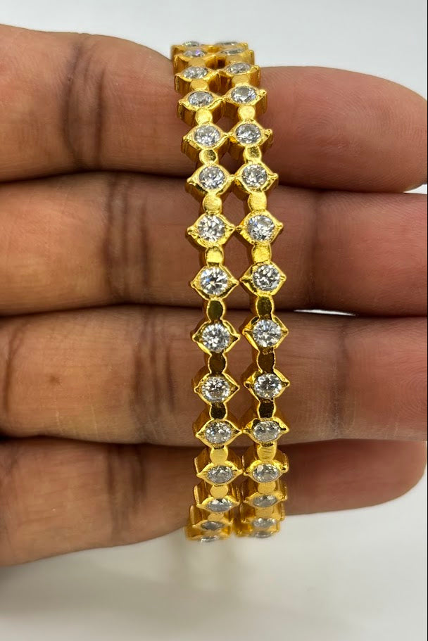 925 silver gold plated - White zircon bangle 2.4 size