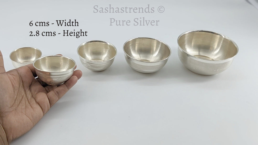 925 Pure silver small bowl -Pure silver gift items- silver pooja items for home, return gift for navarathri, wedding & housewarming