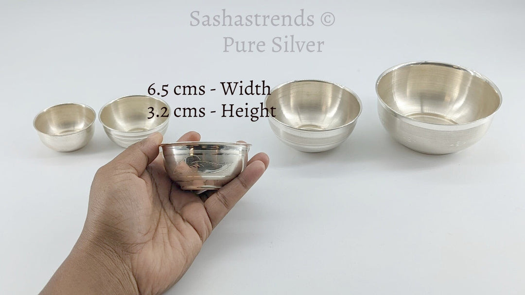 925 Pure silver small bowl -Pure silver gift items- silver pooja items for home, return gift for navarathri, wedding & housewarming
