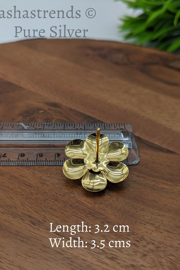 925 Silver pooja flower- gold and silver 2 layered flower -Silver Pooja Items for Home, Return Gift for Navarathri, Wedding, & Housewarming