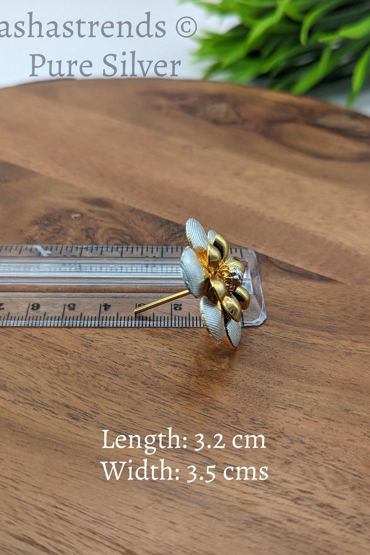 925 Silver pooja flower- gold and silver 2 layered flower -Silver Pooja Items for Home, Return Gift for Navarathri, Wedding, & Housewarming