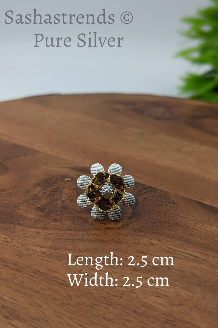 925 Silver pooja flower- gold and silver mullai flower -Silver Pooja Items for Home, Return Gift for Navarathri, Wedding, & Housewarming