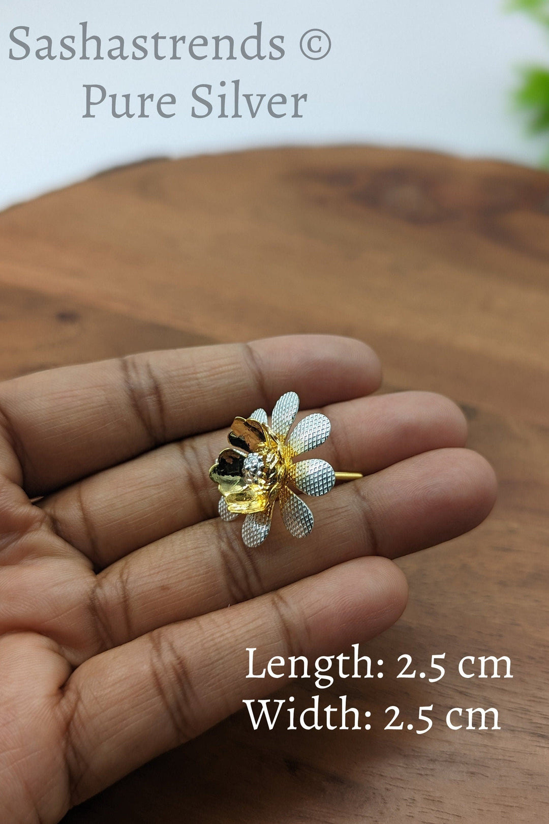 925 Silver pooja flower- gold and silver mullai flower -Silver Pooja Items for Home, Return Gift for Navarathri, Wedding, & Housewarming