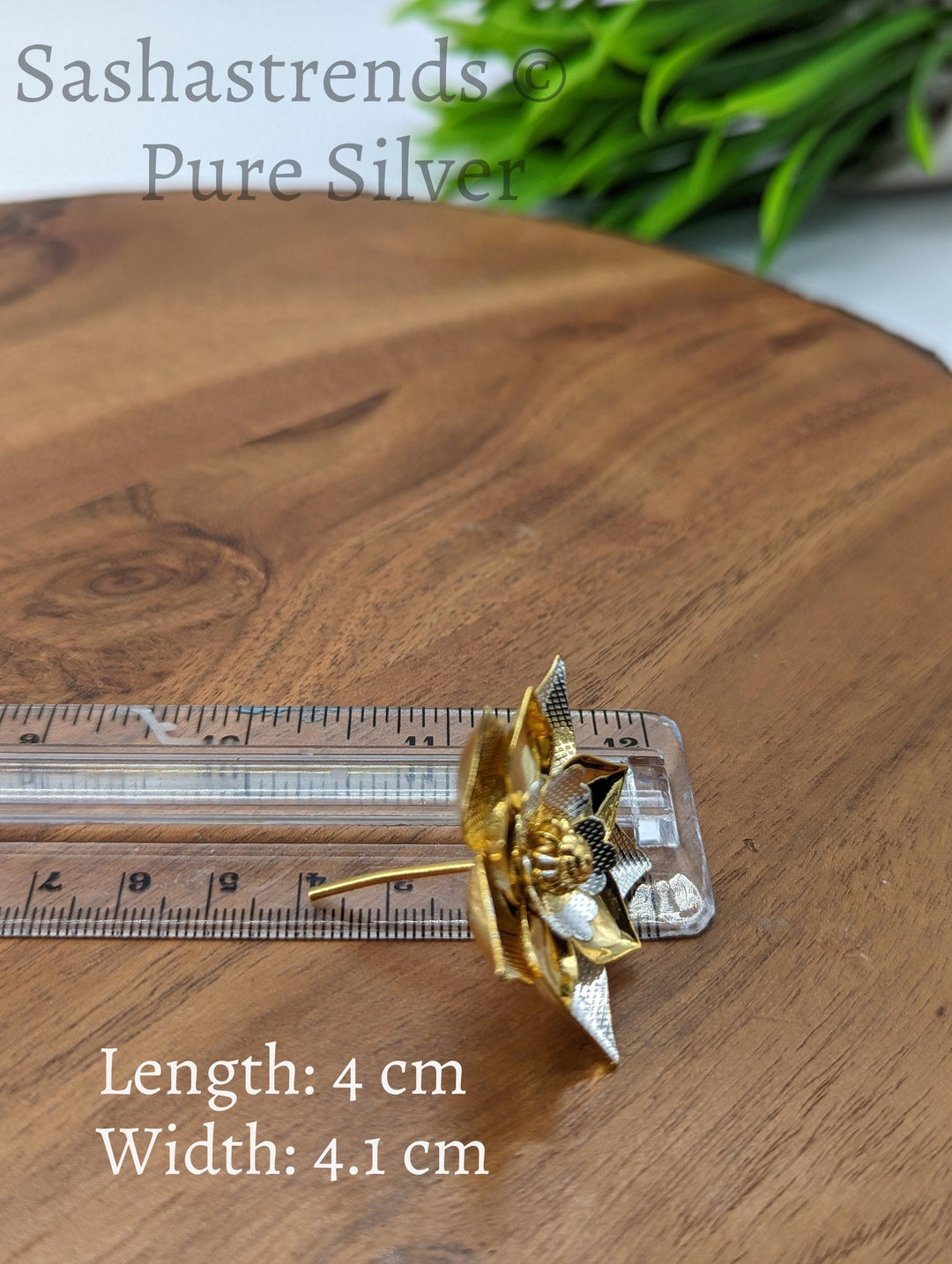 925 Silver pooja flower- gold plated 3 layered flower -Silver Pooja Items for Home, Return Gift for Navarathri, Wedding, & Housewarming