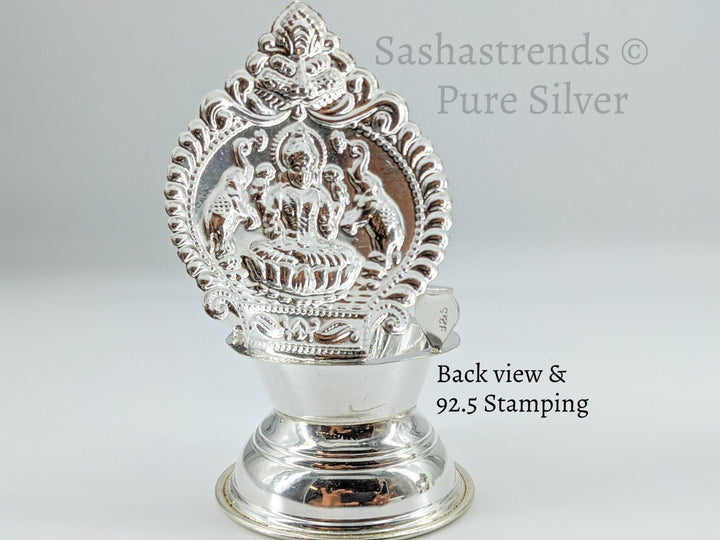 925 silver Kamakshi lamp/villakku height 10cm/11cm/12cm/13cms -pure silver gift items- return gift for navarathri, wedding & housewarming