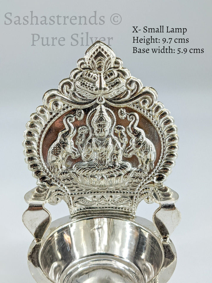 925 silver Kamakshi lamp/villakku height 10cm/11cm/12cm/13cms -pure silver gift items- return gift for navarathri, wedding & housewarming