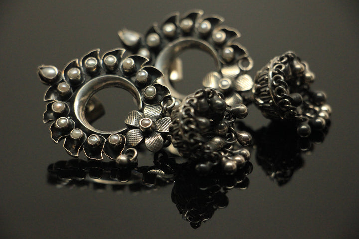 Laksika Jhumka - 925 oxidized silver