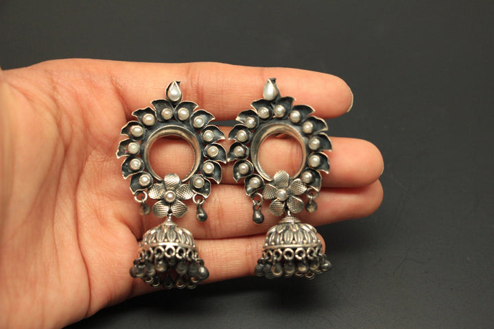 Laksika Jhumka - 925 oxidized silver