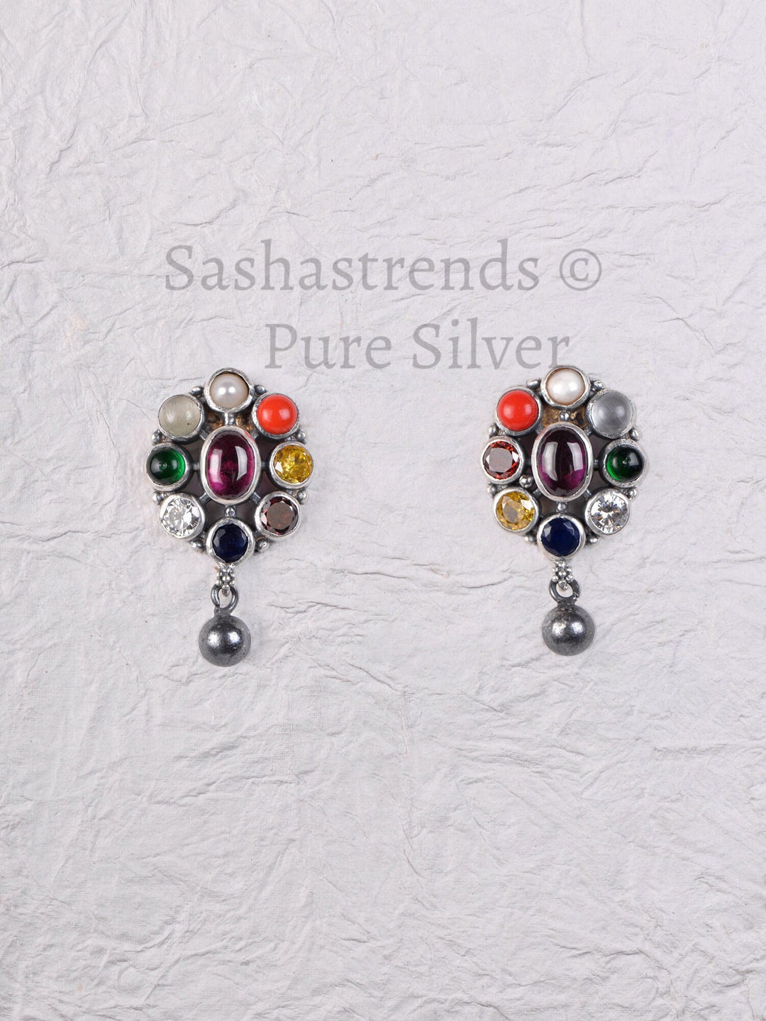 Nainika Navarathna Necklace - 925 oxidized silver