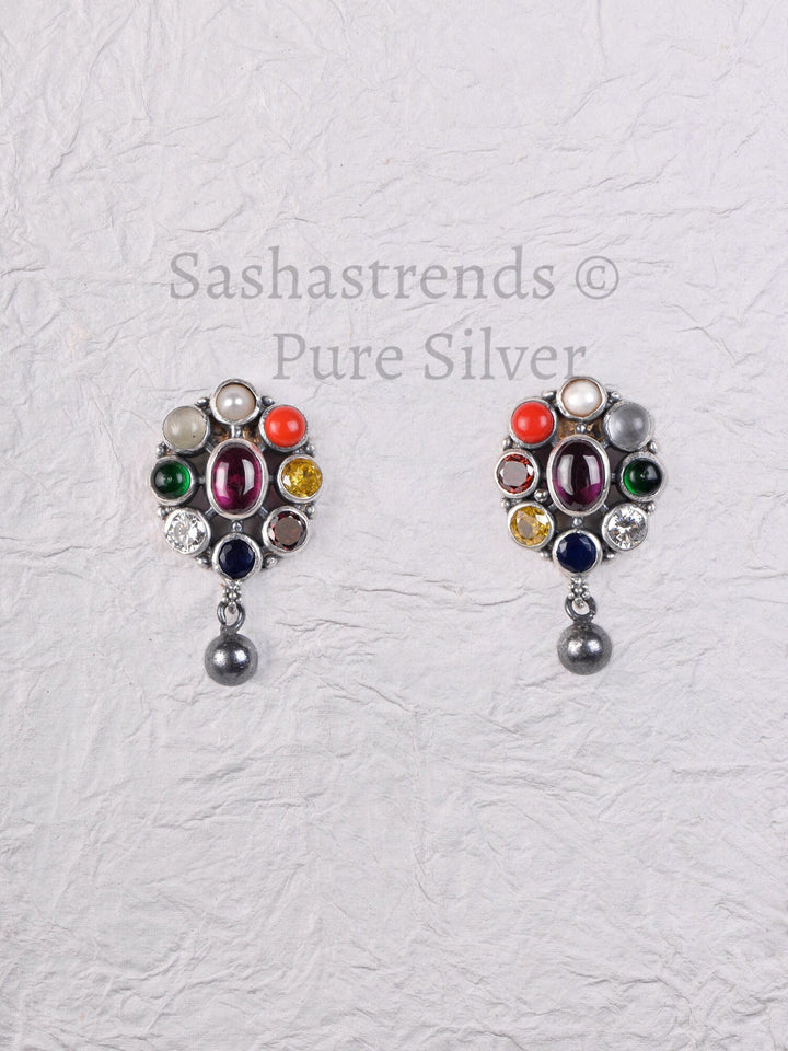 Nainika Navarathna Necklace - 925 oxidized silver