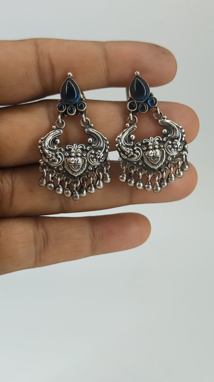 Poshika Simhamura Earring - 925 oxidized silver
