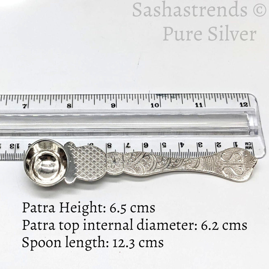 Pure Silver Panchapatra set - 925 silver gift items- pooja items for home, return gift for Navaratri & housewarming