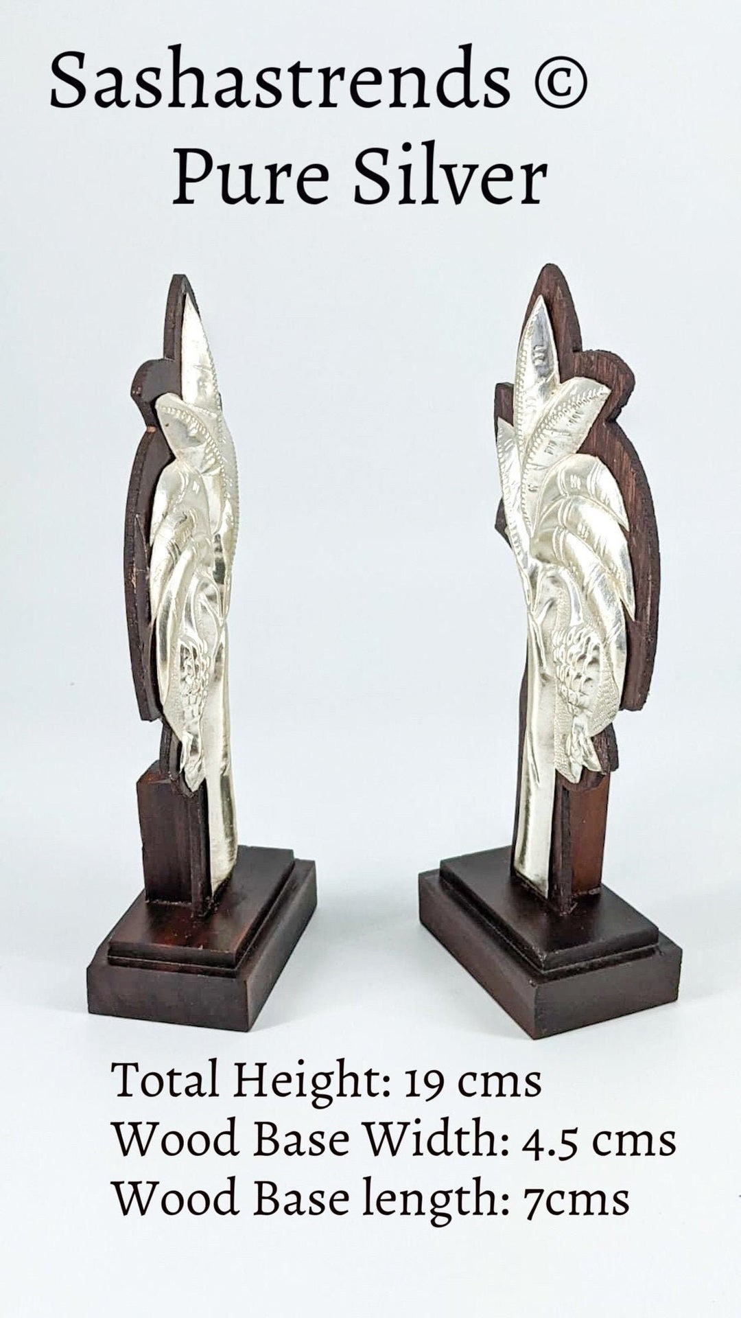 Pure silver banana tree decor stuck on a wooden base - pure silver gift items- silver return gift for navarathri, wedding and housewarming