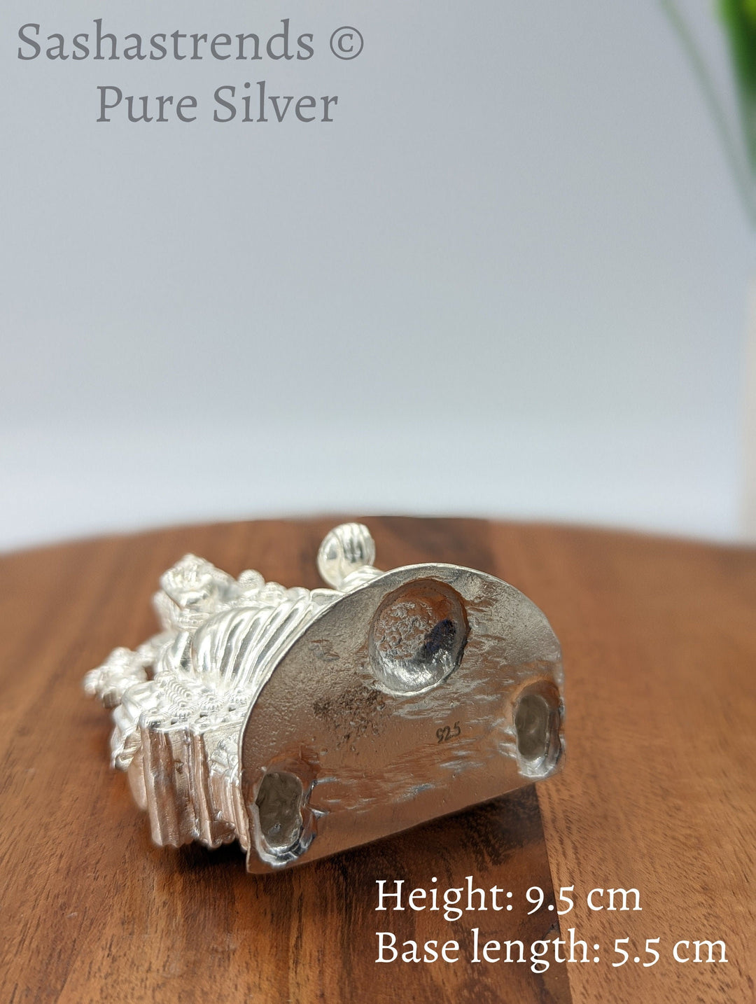 Pure silver statue - 925 silver solid Ganesha idol seated on Peeta- 925 silver gift items - silver return gift for Navratri & housewarming