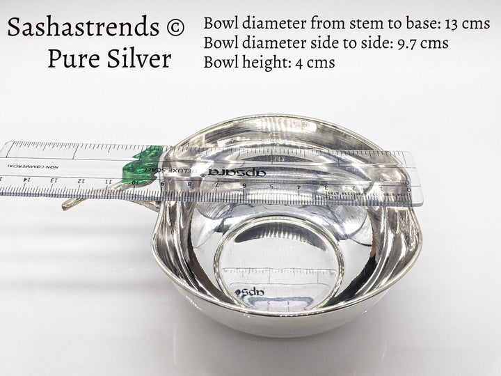Pure silver sturdy apple shaped bowl 9.7 diameter- silver babies feeding bowl- silver gift items for birthday, gifts wedding & housewarming