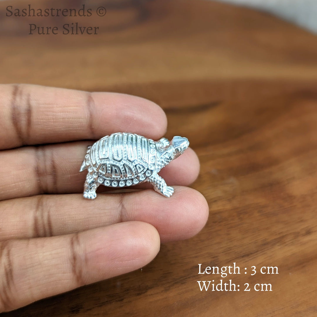 Pure silver tortoise - silver gift items- silver pooja items for home, return gift for navarathri, wedding and housewarming