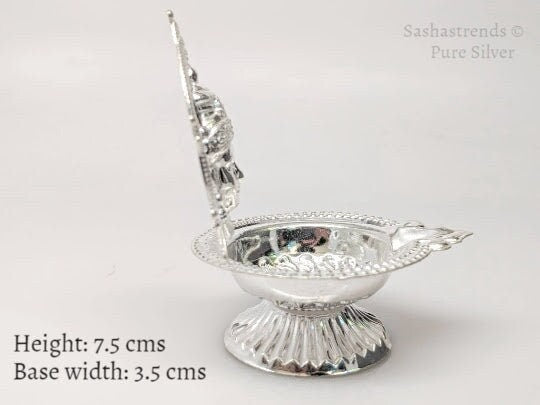 Silver Amman lamp- 925 silver gift items- silver pooja items for home, return gift for Navaratri, wedding and housewarming