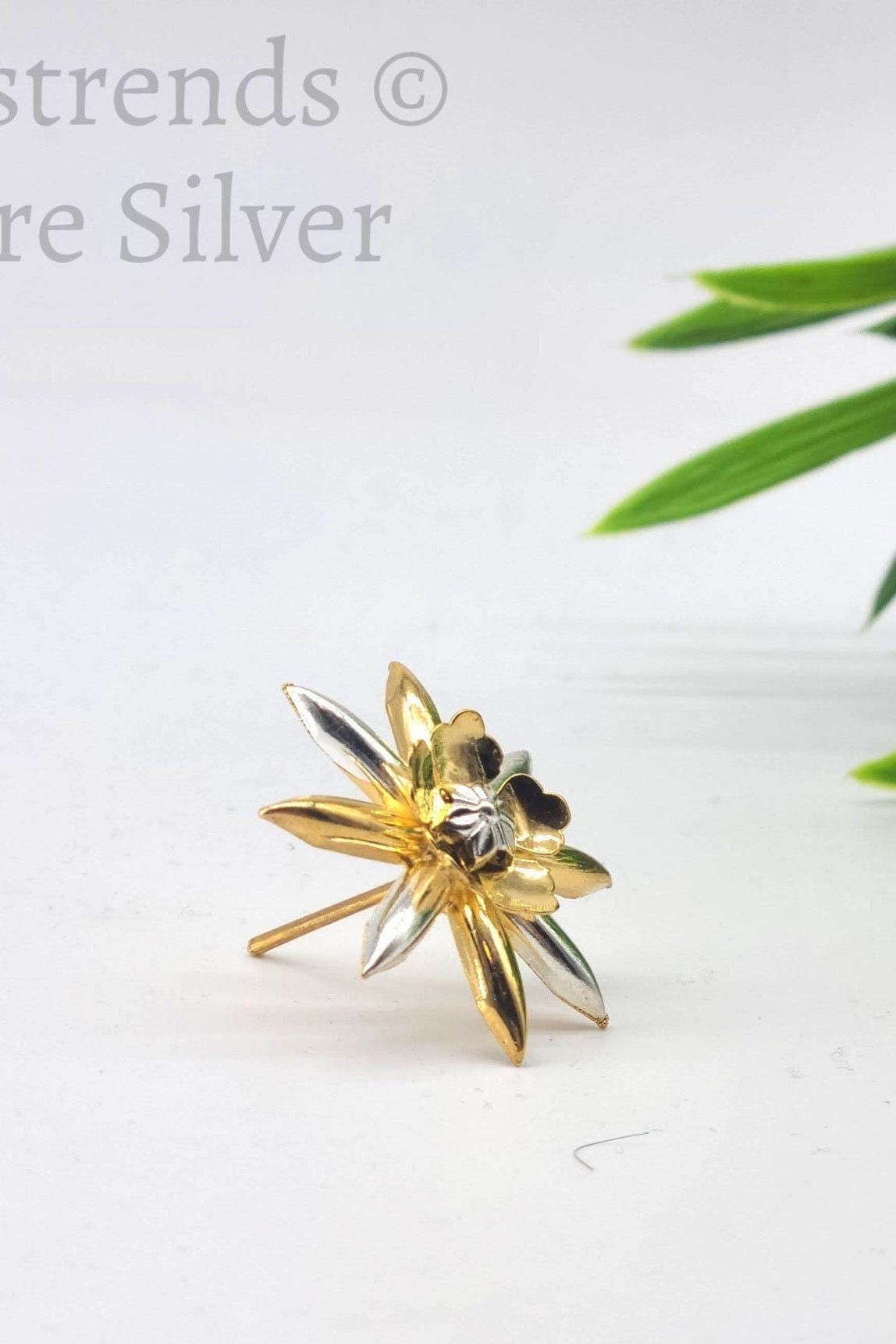 Silver flower- gold with silver dual color flower -Silver Pooja Items ...