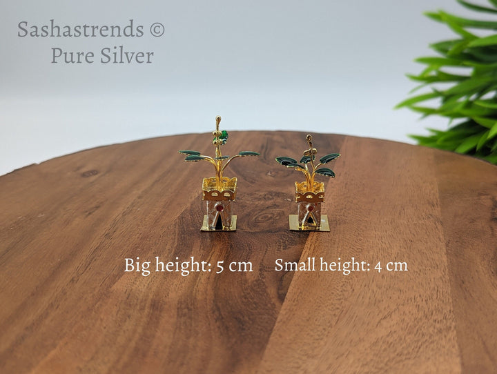 Tulasi plant with enamel - pure silver gift items- pooja items for home, return gift for navarathri,wedding and housewarming