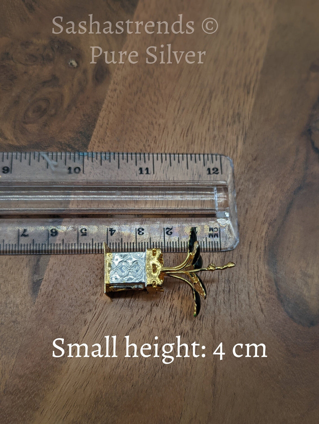Tulasi plant with enamel - pure silver gift items- pooja items for home, return gift for navarathri,wedding and housewarming