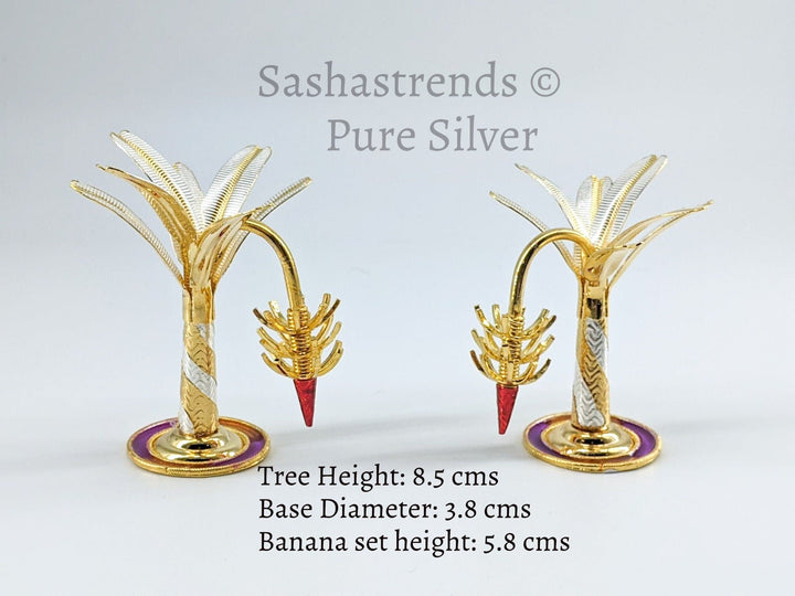 Pure silver banana tree decor - pure silver gift items- silver pooja items for home, return gift for navarathri, wedding and housewarming