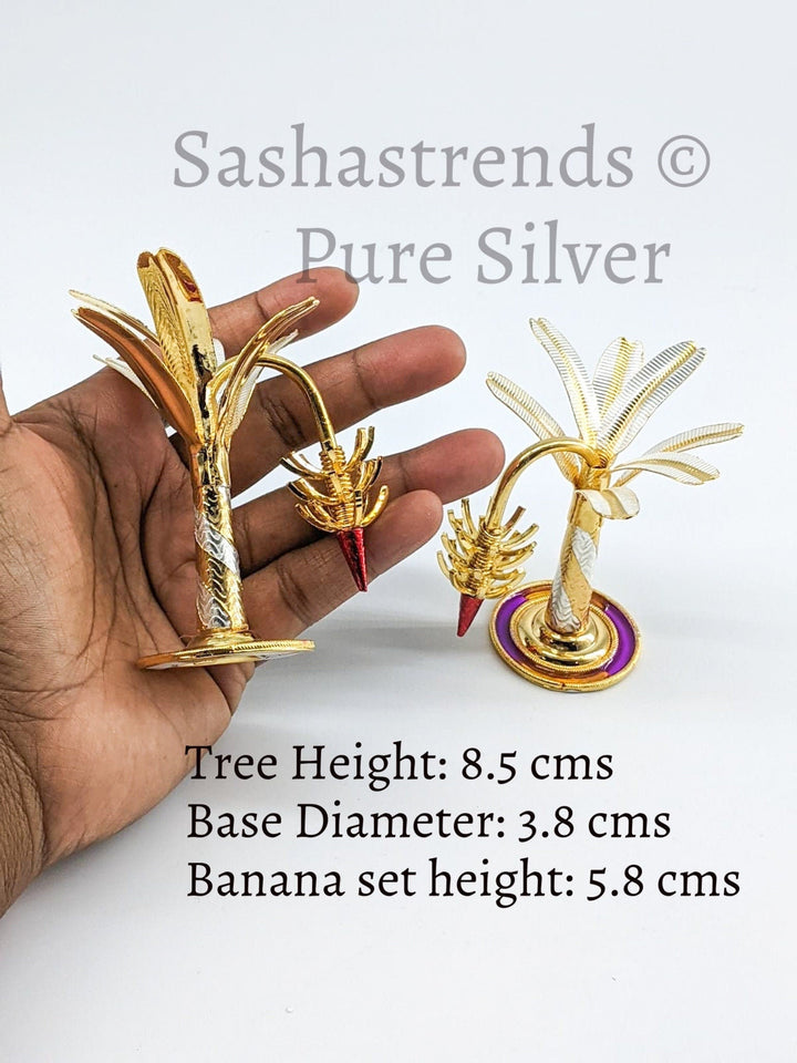 Pure silver banana tree decor - pure silver gift items- silver pooja items for home, return gift for navarathri, wedding and housewarming