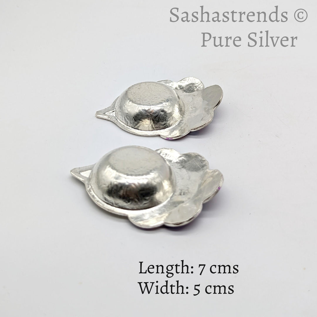 Pure silver diya - 925 silver Peacock style diya- 925 silver gift items - silver return gift for Navratri & housewarming