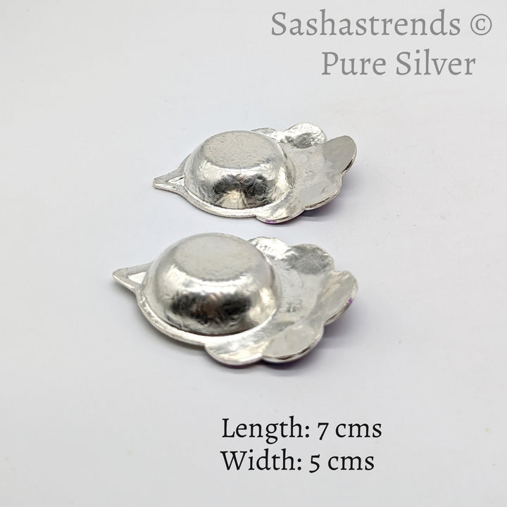 Pure silver diya - 925 silver Peacock style diya- 925 silver gift items - silver return gift for Navratri & housewarming