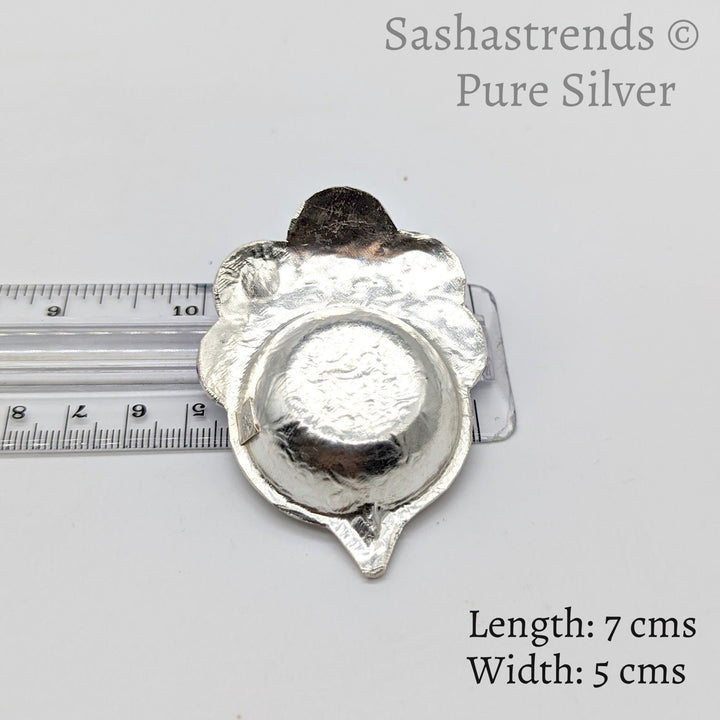 Pure silver diya - 925 silver Peacock style diya- 925 silver gift items - silver return gift for Navratri & housewarming