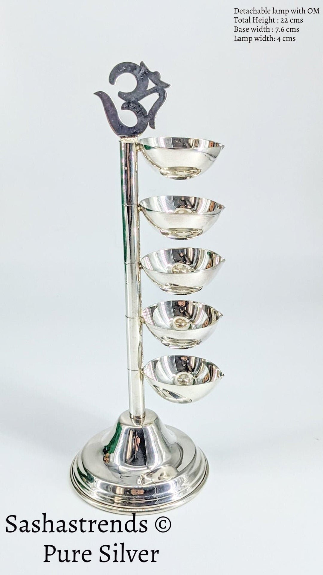 Pure silver 5 layered om diya- pure silver gift items- silver pooja items for home, return gift for navarathri, wedding & housewarming