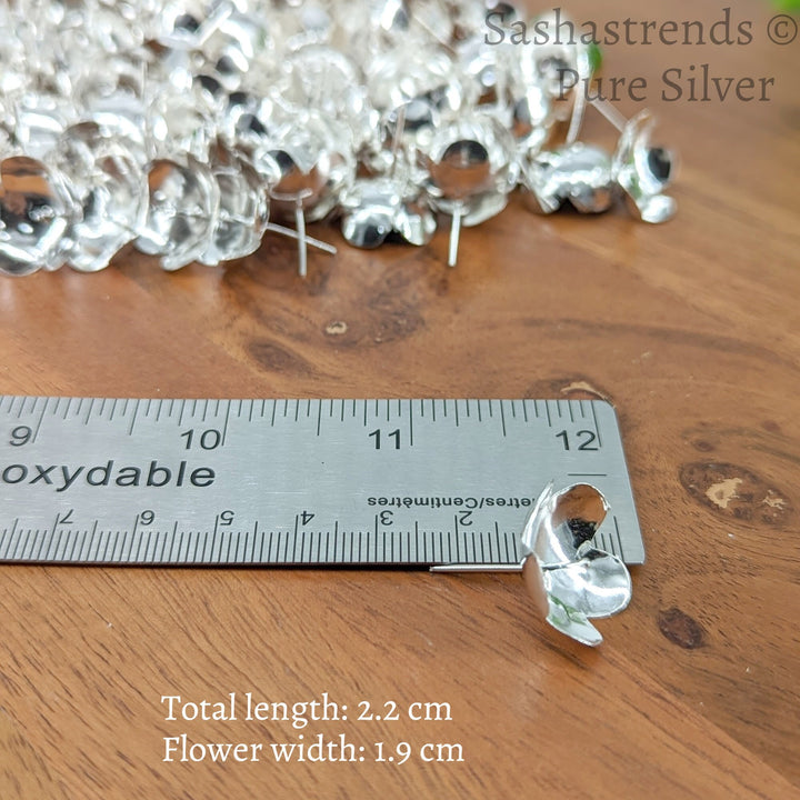 Silver 108 flowers with stem - big size flower- silver gift items- Hindu pooja item-return gift for navarathri- gift housewarming