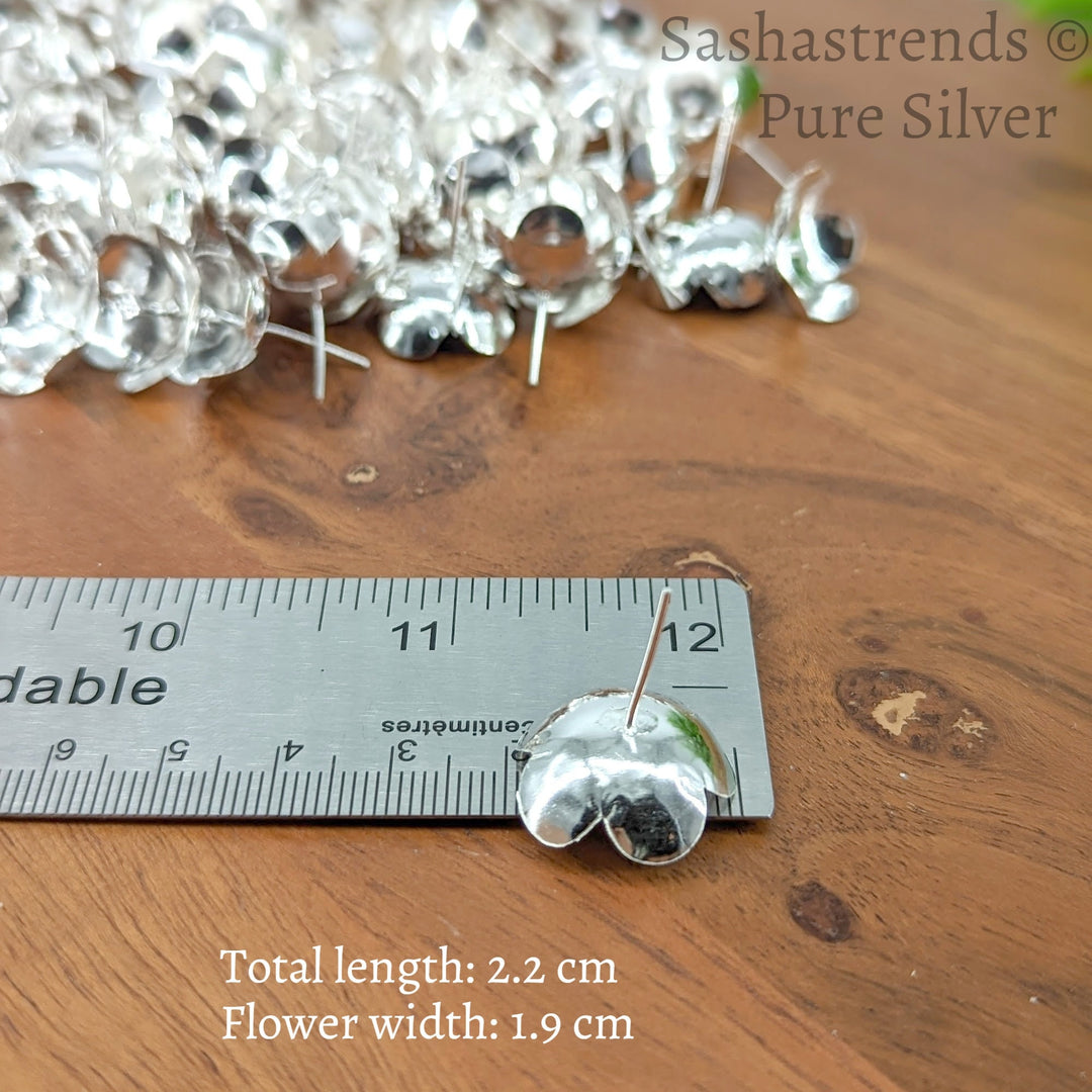 Silver 108 flowers with stem - big size flower- silver gift items- Hindu pooja item-return gift for navarathri- gift housewarming