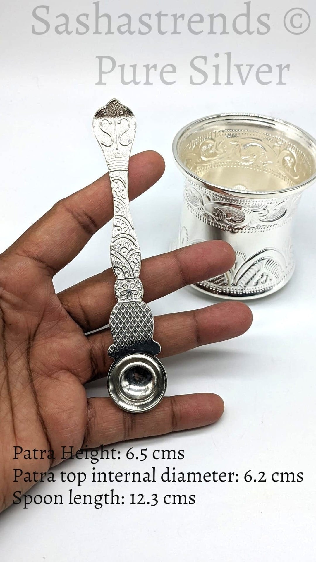 Pure Silver Panchapatra set - 925 silver gift items- pooja items for home, return gift for Navaratri & housewarming