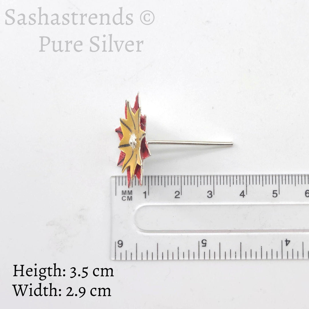 Enamel silver flower- pure silver gift items- silver pooja items for home, return gift for navarathri, wedding and housewarming