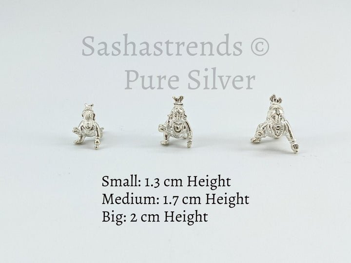 Mini Balakrishna with butter- Silver gift items- Silver Pooja Items for Home, Return Gift for Navarathri, Wedding and Housewarming