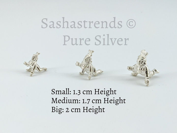 Mini Balakrishna with butter- Silver gift items- Silver Pooja Items for Home, Return Gift for Navarathri, Wedding and Housewarming