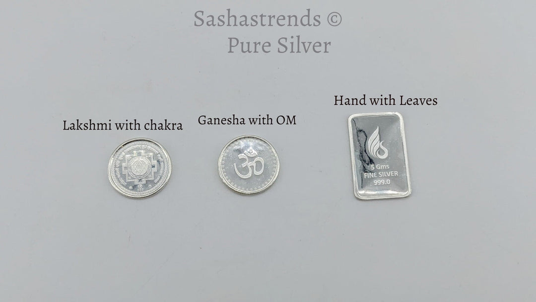 999 pure silver 5-gram coin - pure silver gift items- pure silver items for home, return gift for navarathri, wedding and housewarming