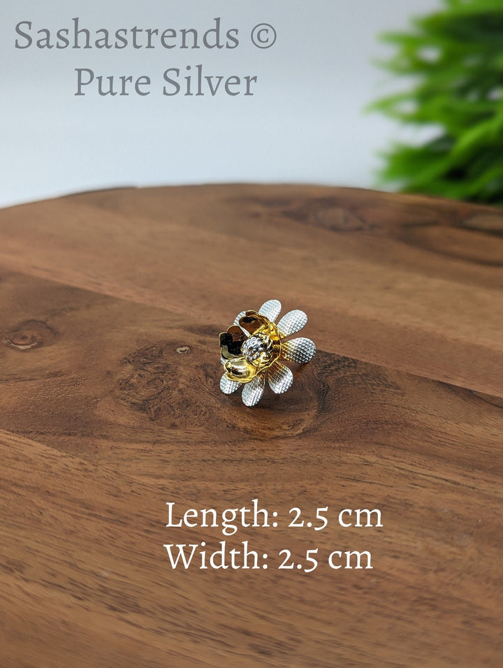 925 Silver pooja flower- gold and silver mullai flower -Silver Pooja Items for Home, Return Gift for Navarathri, Wedding, & Housewarming