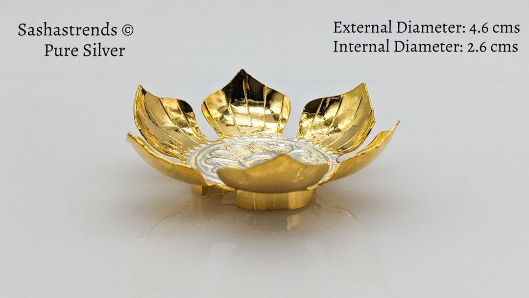 Flower shaped peeta- silver gift items- silver pooja items for home, return gift for navarathri, wedding and housewarming
