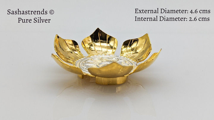 Flower shaped peeta- silver gift items- silver pooja items for home, return gift for navarathri, wedding and housewarming