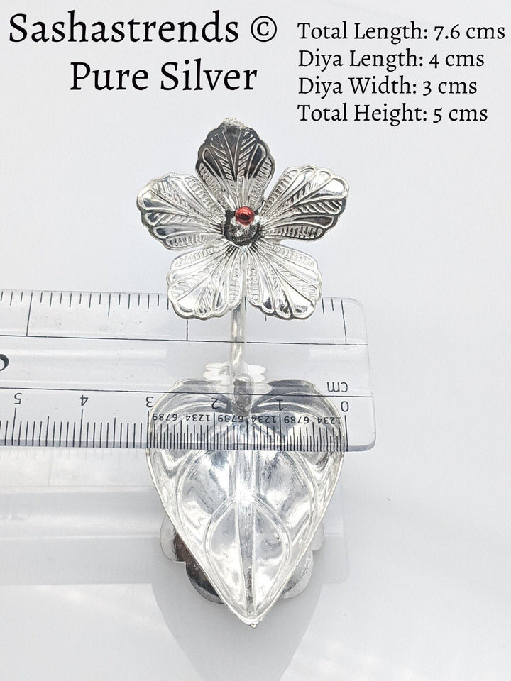Silver lamp -Betel leaf diya/lamp- pure silver gift items- silver pooja items for home, return gift for navarathri, wedding & housewarming