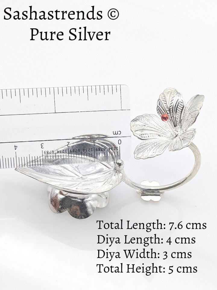 Silver lamp -Betel leaf diya/lamp- pure silver gift items- silver pooja items for home, return gift for navarathri, wedding & housewarming