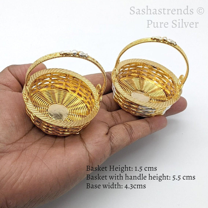 925 silver basket- silver mini basket-pure silver gift items- silver pooja items for home,return gift for navarathri, wedding & housewarming