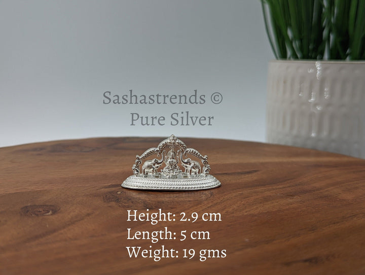 925 Gaja Lakshmi idol - goddess Lakshmi with elephant and Makara Thoranam- silver gift items- Return gift for Navaratri & housewarming