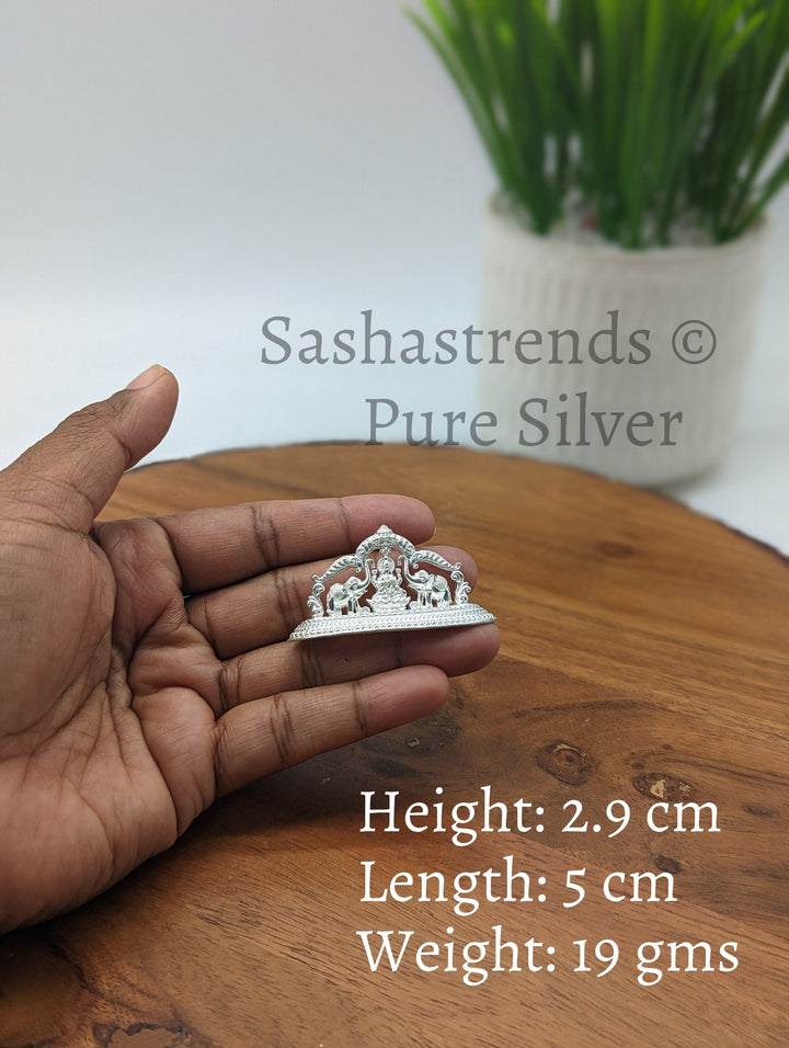 925 Gaja Lakshmi idol - goddess Lakshmi with elephant and Makara Thoranam- silver gift items- Return gift for Navaratri & housewarming