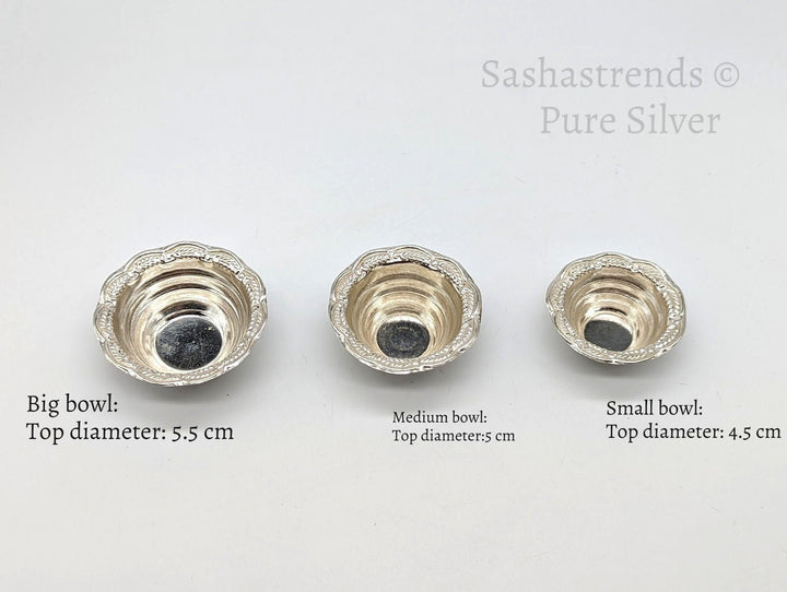 925 silver bowl - lightweight mini kumkum bowl-  Silver Pooja Items for Home, Return Gift for Navarathri, Wedding & Housewarming