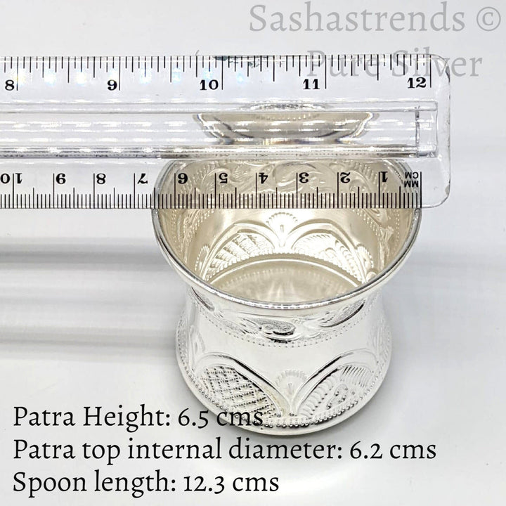 Pure Silver Panchapatra set - 925 silver gift items- pooja items for home, return gift for Navaratri & housewarming
