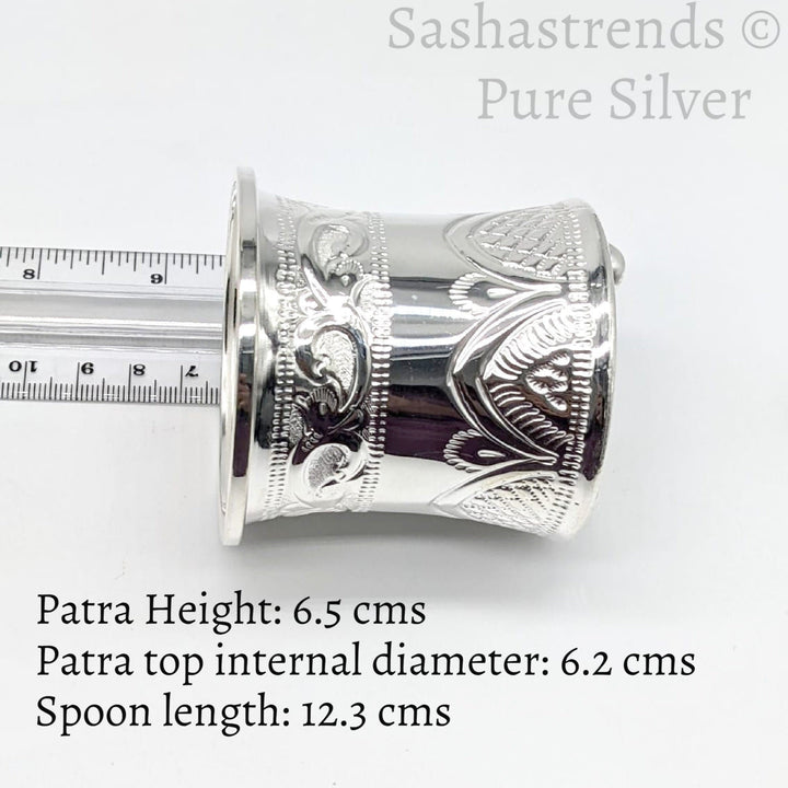 Pure Silver Panchapatra set - 925 silver gift items- pooja items for home, return gift for Navaratri & housewarming